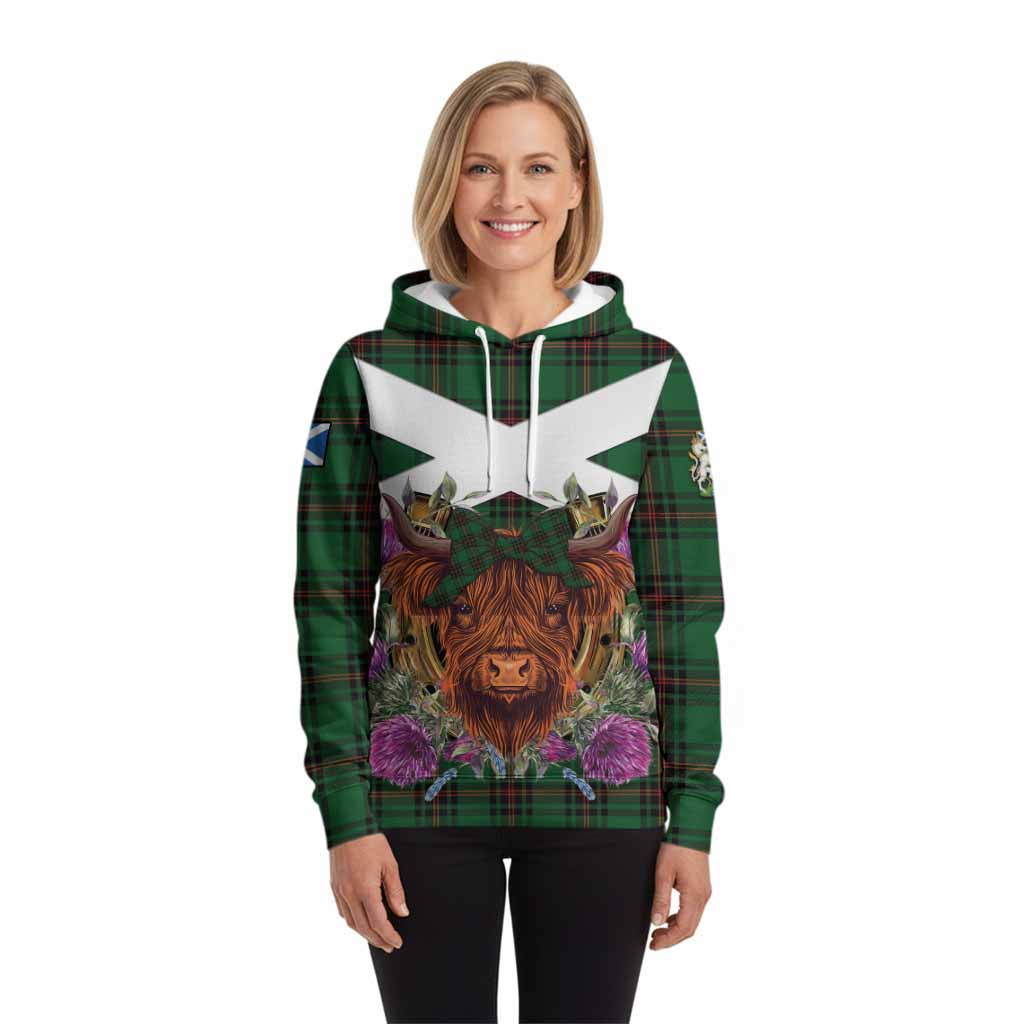 Primrose Tartan Hoodie Scottish Thistle Heilan Coo