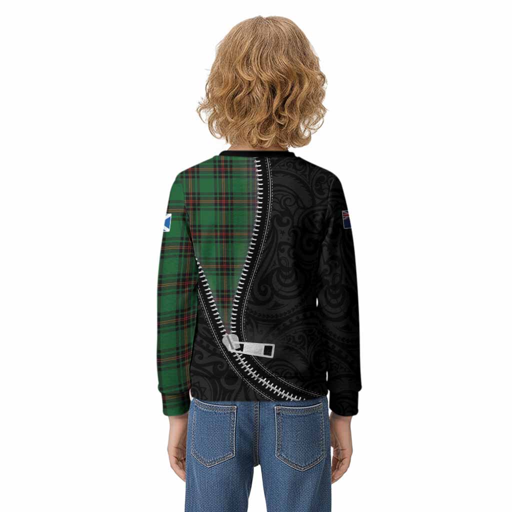 Primrose Tartan Kid Knitted Sweatshirt New Zealand Pattern Unique Zipper Stylized