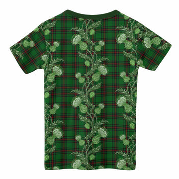 Primrose Tartan Kid T-shirt Seamless Scottish Thistle Flowers
