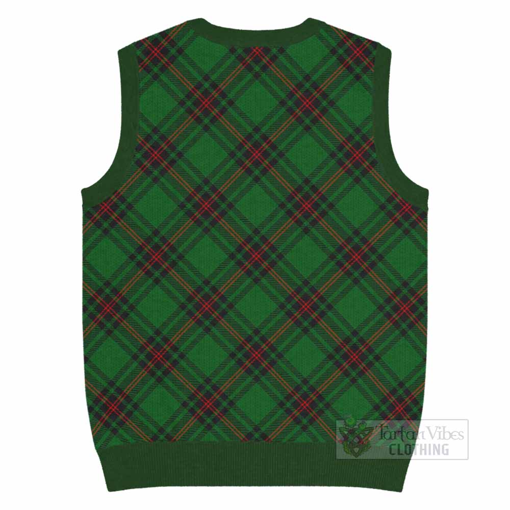 Primrose Tartan Knitted V-Neck Vest with Family Crest Cross Style