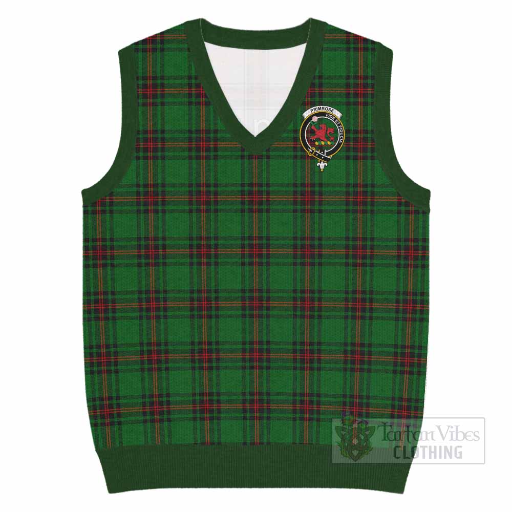 Primrose Tartan Knitted V-Neck Vest with Family Crest - Tartan Vibes Clothing