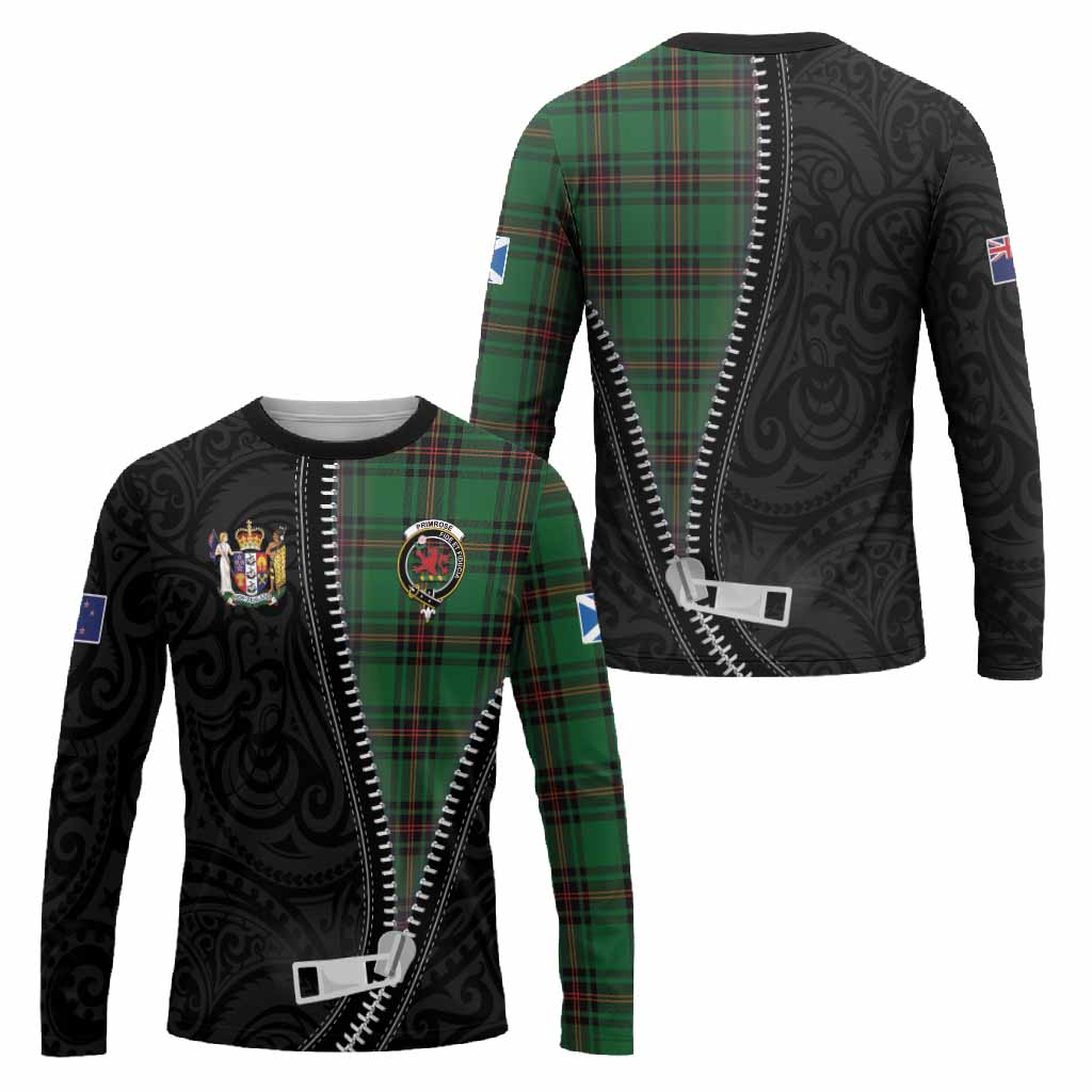 Primrose Tartan Long Sleeve T-Shirt New Zealand Pattern Unique Zipper Stylized
