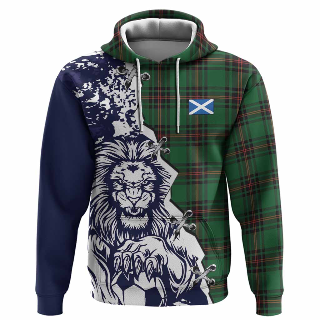 Primrose Tartan Scottish Hoodie Angry Lion With Soccer Ball Style