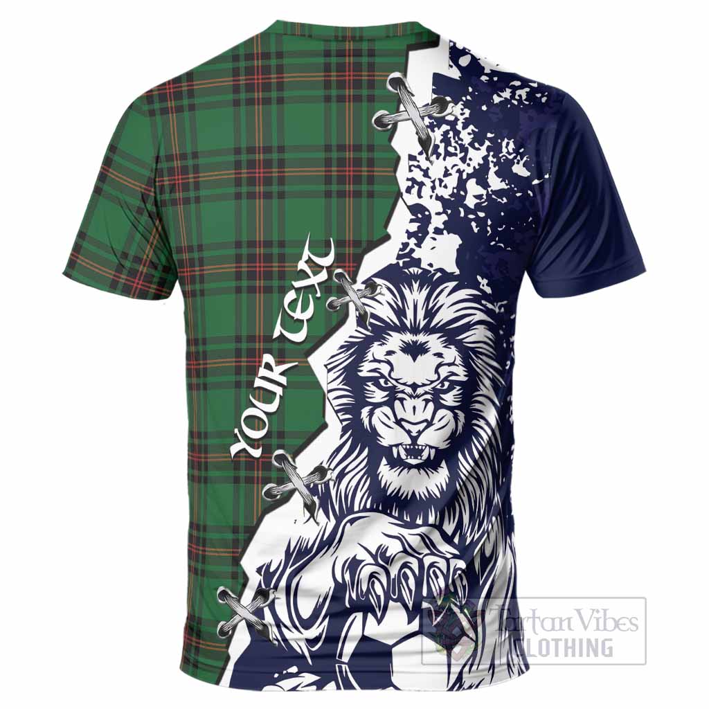 Primrose Tartan Scottish T-Shirt Angry Lion With Soccer Ball Style