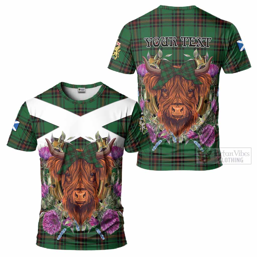 Primrose Tartan T-Shirt Scottish Thistle Heilan Coo