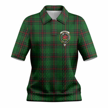 Primrose Tartan Women’s Polo Sweater Top with Family Crest