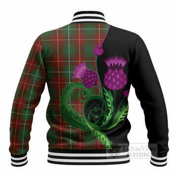 Prince Edward Island Tartan Baseball Jacket Traditional Scottish Thistle