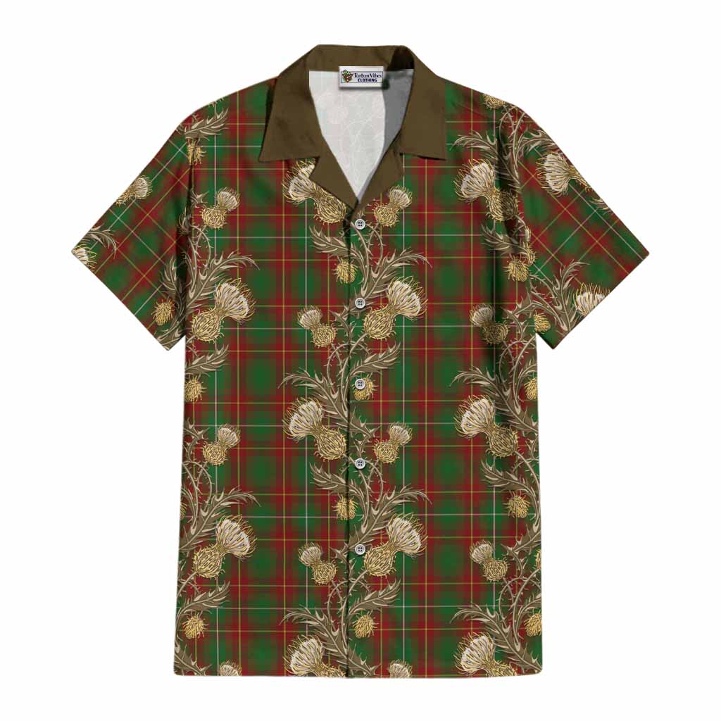 Prince Edward Island Tartan Cotton Hawaiian Shirt Seamless Scottish Thistle Flowers