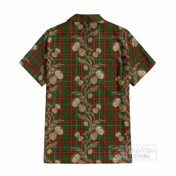 Prince Edward Island Tartan Cotton Hawaiian Shirt Seamless Scottish Thistle Flowers