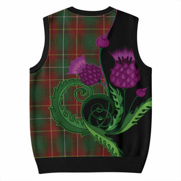 Prince Edward Island Tartan Knitted V-Neck Vest Traditional Scottish Thistle