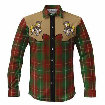 Prince Edward Island Tartan Long Sleeve Button Shirts Rodeo Unicorn Retro Style