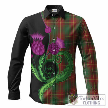 Prince Edward Island Tartan Long Sleeve Button Shirts Traditional Scottish Thistle