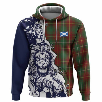 Prince Edward Island Tartan Scottish Hoodie Angry Lion With Soccer Ball Style