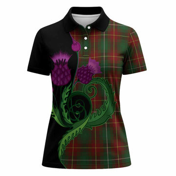 Prince Edward Island Tartan Women Polo Shirt Traditional Scottish Thistle