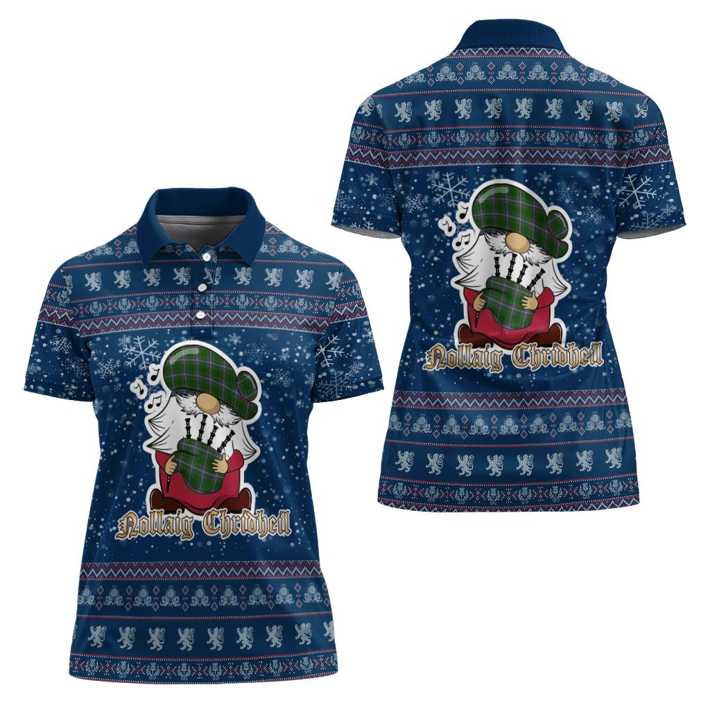 Pringle Clan Christmas Family Polo Shirt with Funny Gnome Playing Bagpipes - Tartanvibesclothing