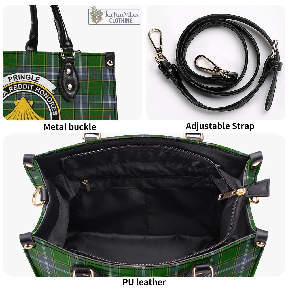 Tartan Vibes Clothing Pringle Tartan Luxury Leather Handbags with Family Crest