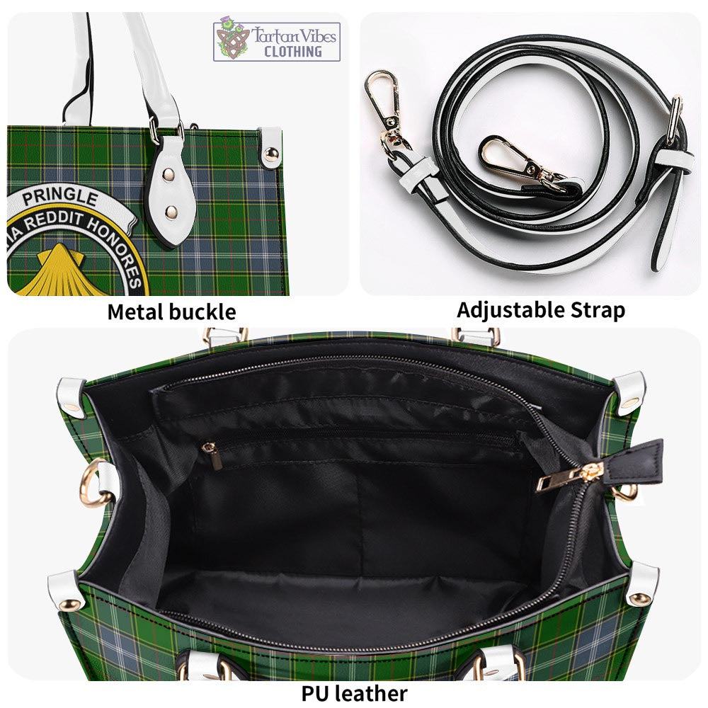 Tartan Vibes Clothing Pringle Tartan Luxury Leather Handbags with Family Crest