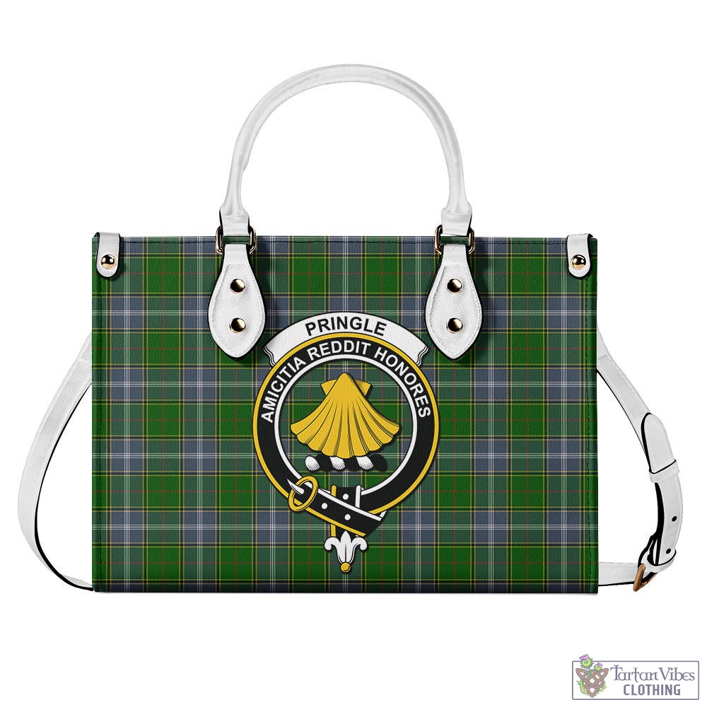 Tartan Vibes Clothing Pringle Tartan Luxury Leather Handbags with Family Crest