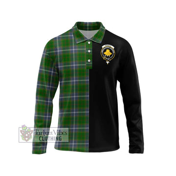Pringle Tartan Long Sleeve Polo Shirt with Family Crest and Half Of Me Style Unisex - Tartanvibesclothing Shop