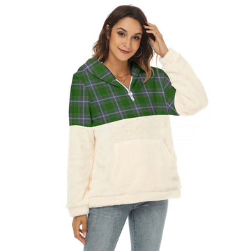 Pringle Tartan Women's Borg Fleece Hoodie With Half Zip Female - Tartan Vibes Clothing