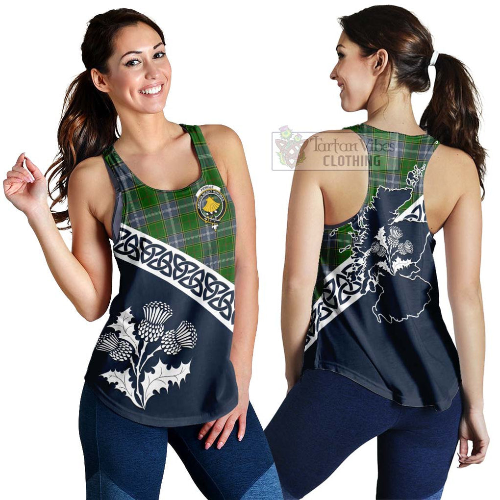Tartan Vibes Clothing Pringle Tartan Women's Racerback Tanks Featuring Thistle and Scotland Map