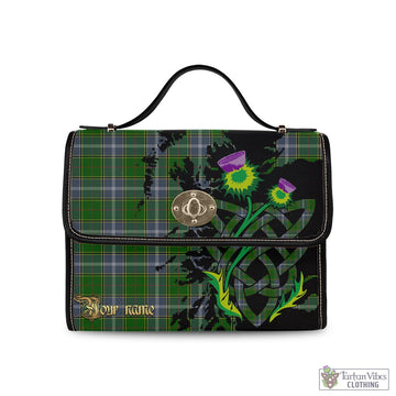 Pringle Tartan Waterproof Canvas Bag with Scotland Map and Thistle Celtic Accents