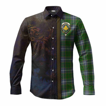 Pringle Tartan Family Crest Long Sleeve Button Shirt Alba Gu Brath Be Brave Lion Ancient Style