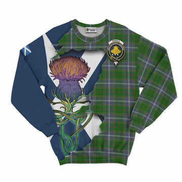 Tartan Vibes Clothing Pringle Tartan Family Crest Sweatshirt Scottish Thistle Celtic Inspired