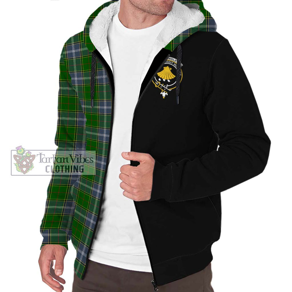 Pringle Tartan Sherpa Hoodie with Family Crest and Half Of Me Style Unisex S - Tartanvibesclothing Shop
