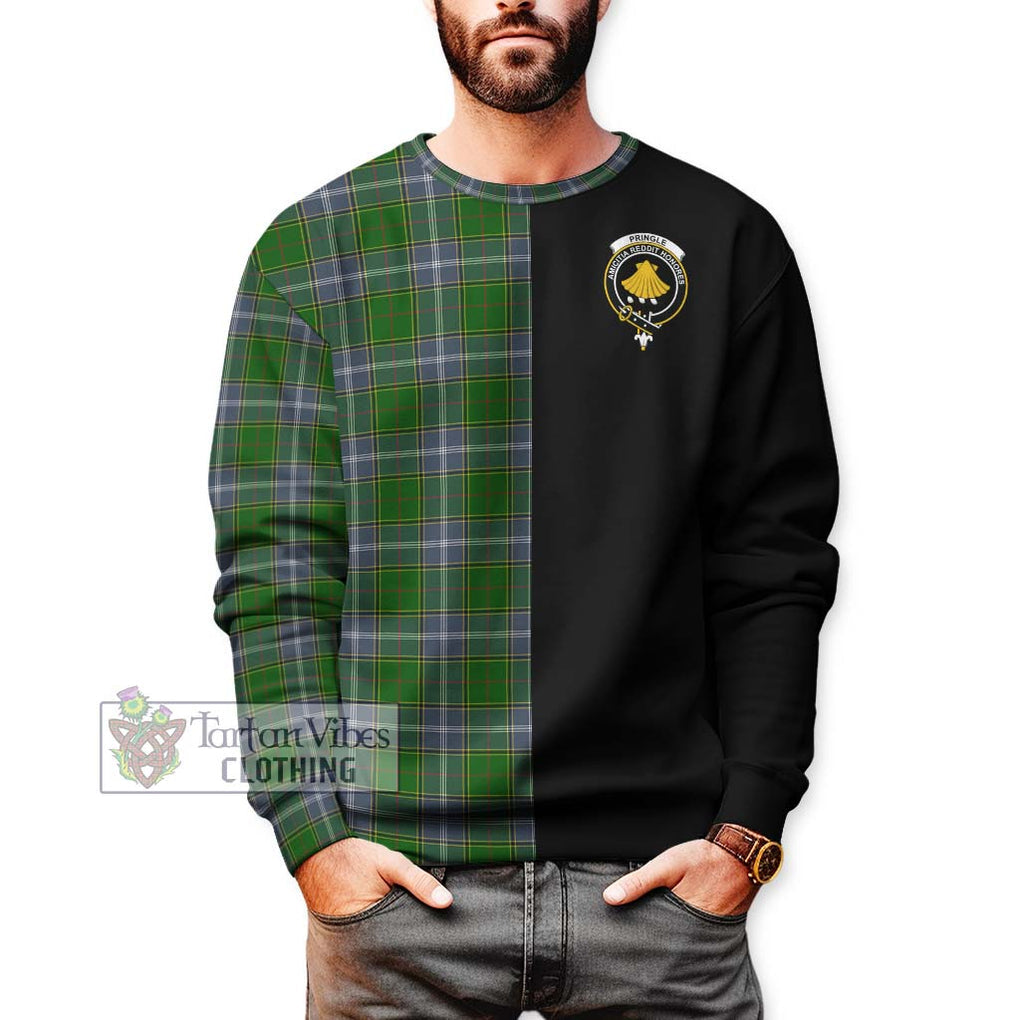 Pringle Tartan Sweatshirt with Family Crest and Half Of Me Style Unisex - Tartanvibesclothing Shop