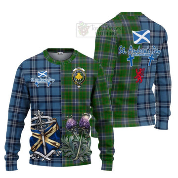 Tartan Vibes Clothing Pringle Tartan Knitted Sweater Happy St. Andrew's Day Half Tartan Style