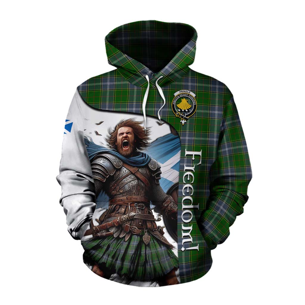 Tartan Vibes Clothing Pringle Crest Tartan Cotton Hoodie Inspired by the Freedom of Scottish Warrior