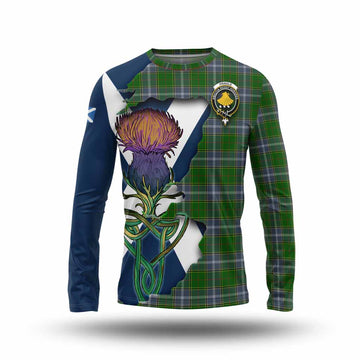 Tartan Vibes Clothing Pringle Tartan Family Crest Long Sleeve T-Shirt Scottish Thistle Celtic Inspired