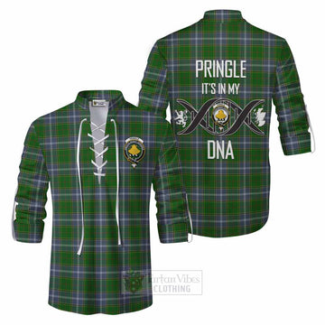 Tartan Vibes Clothing Pringle Tartan Ghillie Kilt Shirt with Family Crest DNA In Me Style