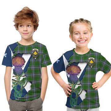 Tartan Vibes Clothing Pringle Tartan Family Crest Kid T-Shirt Scottish Thistle Celtic Inspired