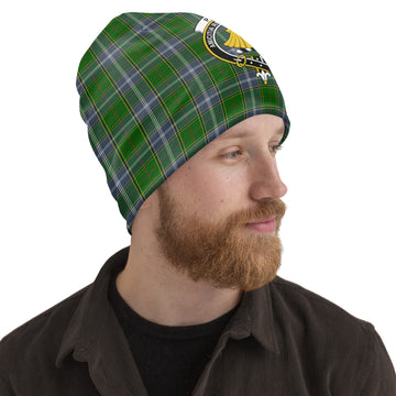 Pringle Tartan Beanies Hat with Family Crest