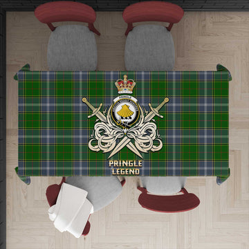 Pringle Tartan Tablecloth with Clan Crest and the Golden Sword of Courageous Legacy
