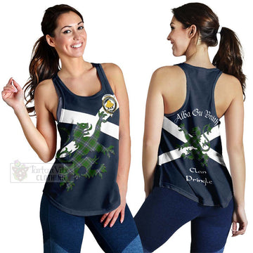 Tartan Vibes Clothing Pringle Tartan Lion Rampant Women's Racerback Tanks – Proudly Display Your Heritage with Alba Gu Brath and Clan Name