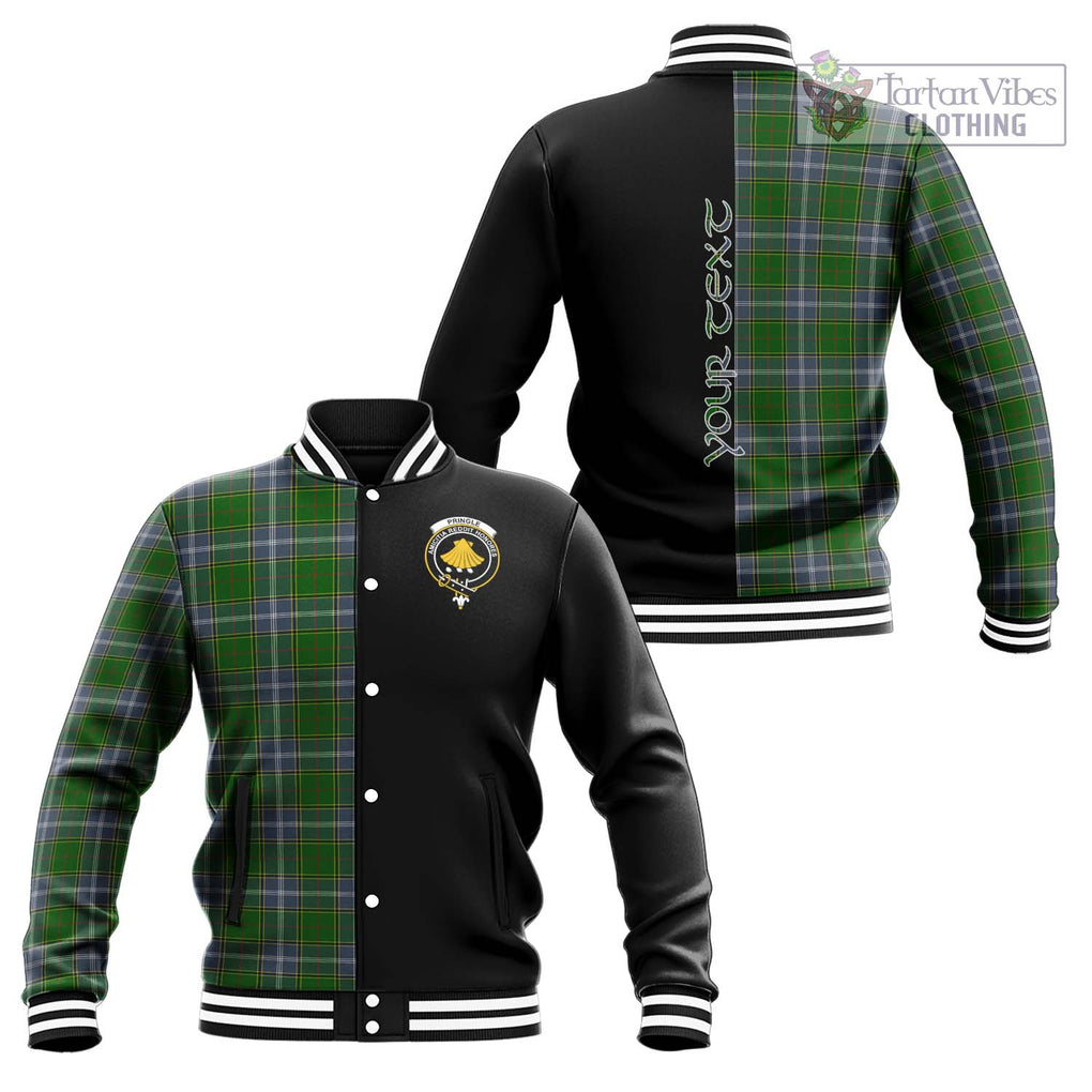 Pringle Tartan Baseball Jacket with Family Crest and Half Of Me Style Unisex - Tartanvibesclothing Shop