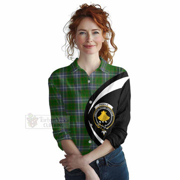 Tartan Vibes Clothing Pringle Tartan Women's Casual Shirt with Family Crest Circle Style