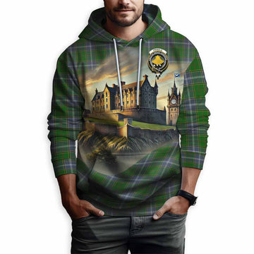 Tartan Vibes Clothing Pringle Tartan Family Crest Hoodie with Scottish Ancient Castle Style