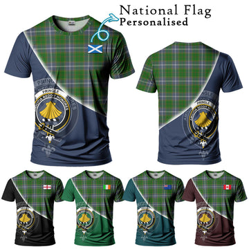 Pringle Tartan T-Shirt with Personalised National Flag and Family Crest Half Style Kid's Shirt - Tartanvibesclothing Shop