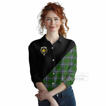 Tartan Vibes Clothing Pringle Tartan Women's Casual Shirt with Family Crest and Military Logo Style