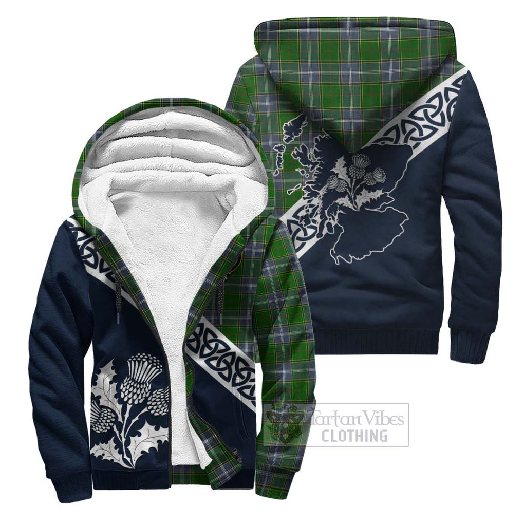 Tartan Vibes Clothing Pringle Tartan Sherpa Hoodie Featuring Thistle and Scotland Map