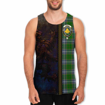 Tartan Vibes Clothing Pringle Tartan Family Crest Men's Tank Top Alba Gu Brath Be Brave Lion Ancient Style