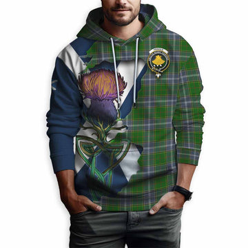 Tartan Vibes Clothing Pringle Tartan Family Crest Hoodie Scottish Thistle Celtic Inspired