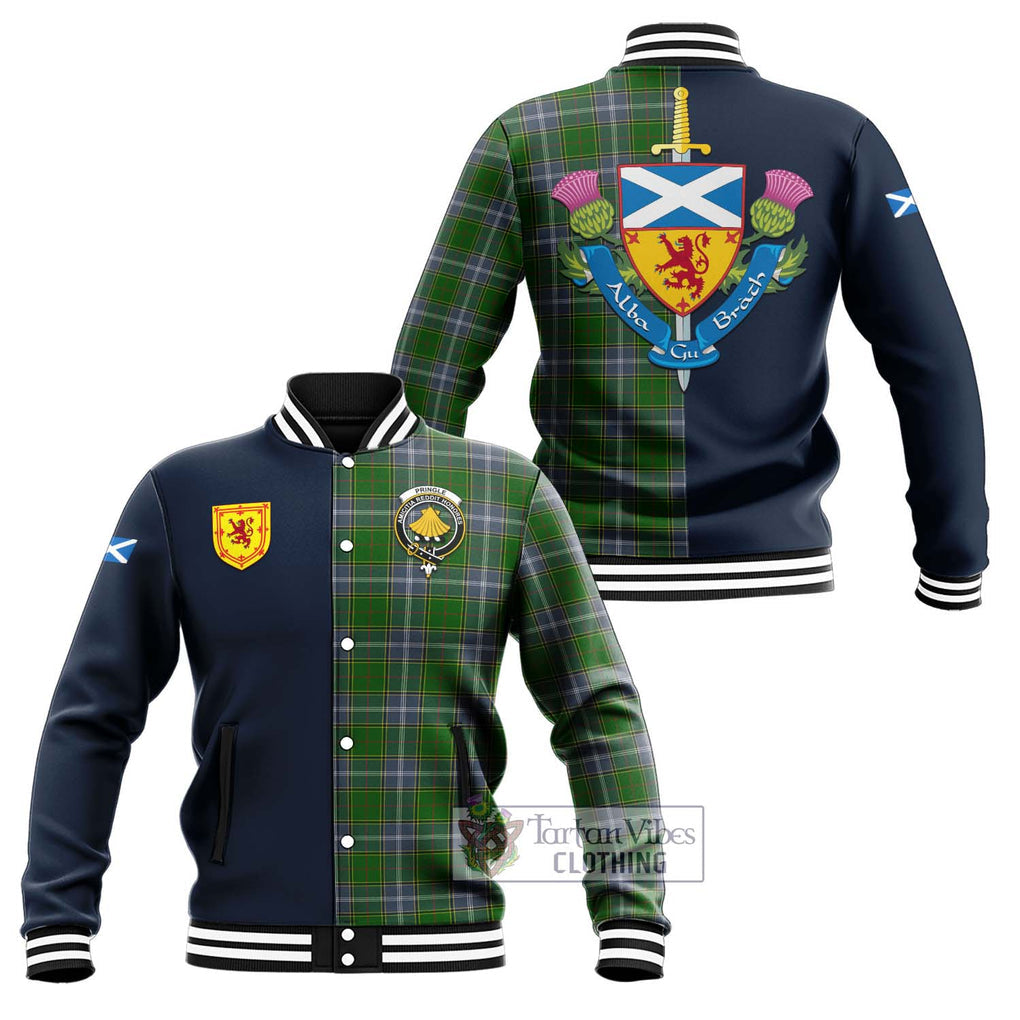Tartan Vibes Clothing Pringle Tartan Baseball Jacket with Scottish Lion Royal Arm Half Style