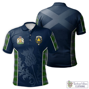 Pringle Tartan Men's Polo Shirt with Family Crest and Scottish Thistle Vibes Sport Style