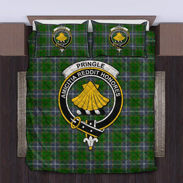Pringle Tartan Quilt Bed Set with Family Crest