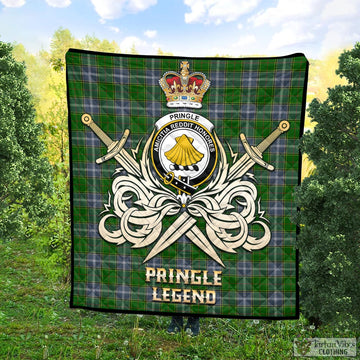 Pringle Tartan Quilt with Clan Crest and the Golden Sword of Courageous Legacy